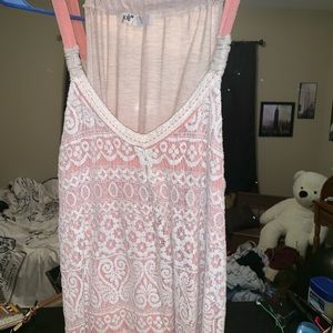 jolt brand pink and cream lace tank